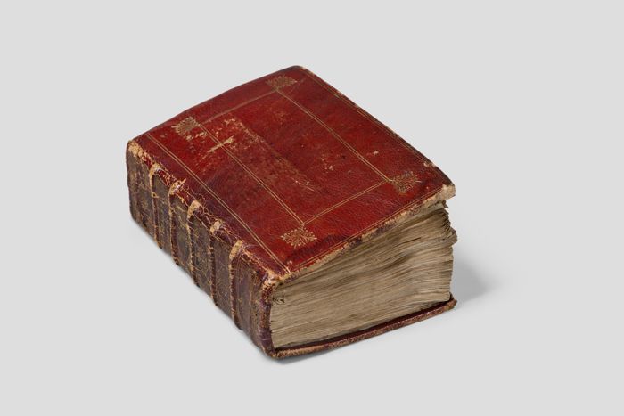 Objektabbildung zoomen Buch mit Maroquineinband und Goldprägung