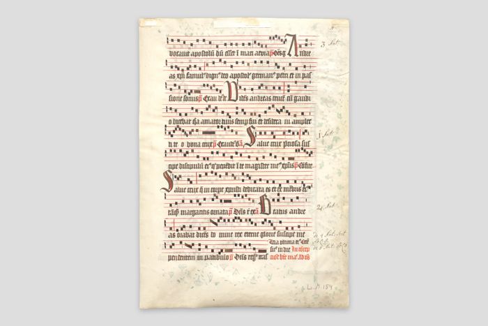 Objektabbildung zoomen Rückseite der Seite aus dem Antiphonar