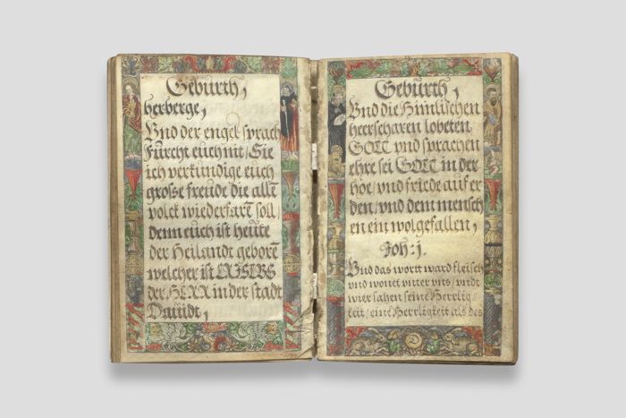 Objektabbildung zoomen Weitere Doppelseite mit Text zur Geburt Christi
