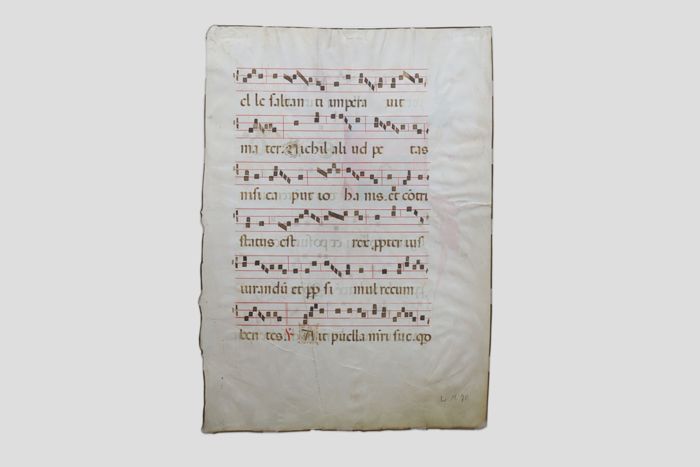 Zoom image for the object Rückseite des Blatts mit Noten und Schrift