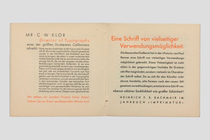 Objektabbildung zoomen Eine weitere Doppelseite mit positiven Stellungnahmen von C. W. Klor und Heinrich F. S. Bachmair