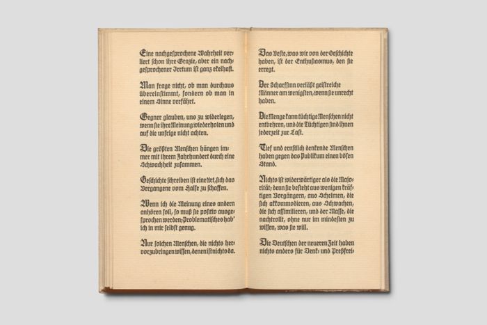 Zoom image for the object Doppelseite mit "Sprüchen in Prosa von Goethe"