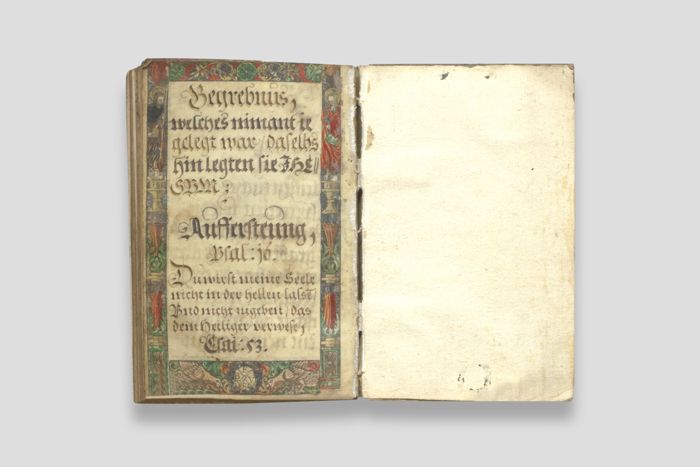 Objektabbildung zoomen Letzte Seite der Handschrift mit Text zur Auferstehung