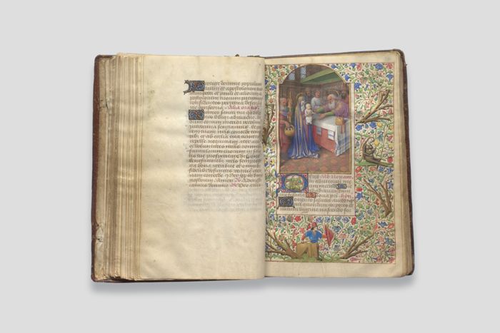 Objektabbildung zoomen Folio 34 des aufgeschlagenen Stundenbuchs.