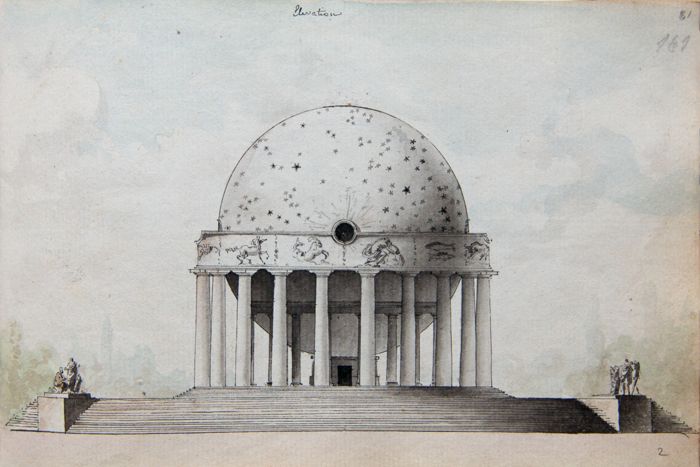 Objektabbildung zoomen Seite 161 des Buches. Dargestellt ist eine Zeichnung des Architekten Antoine Laurent Thomas.