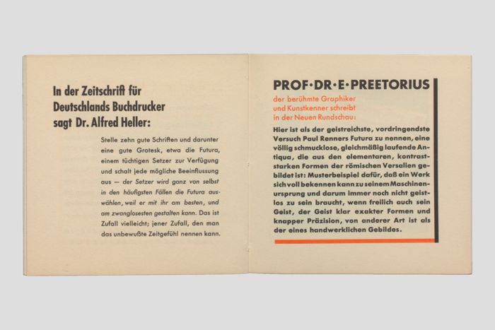 Objektabbildung zoomen Eine weitere Doppelseite mit positiven Stellungnahmen von Doktor Alfred Heller und Professor Doktor E. Preetorius